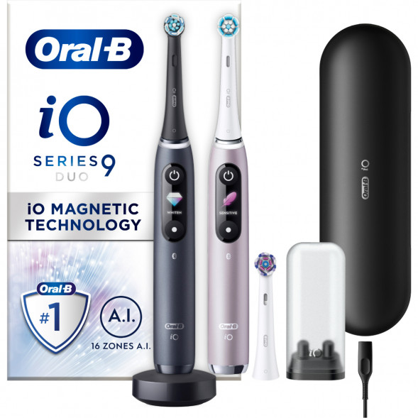 Набор из 2-х электрических зубных щеток Oral-B iO Series 9 Duo, Black Onyx и Rose Quartz в Ростове-на-Дону