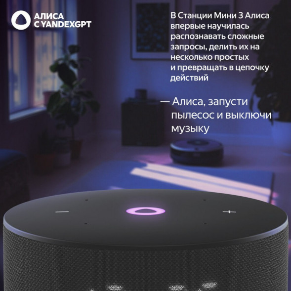 Умная колонка Яндекс Станция Мини 3 c Алисой на YandexGPT, чёрная в Ростове-на-Дону