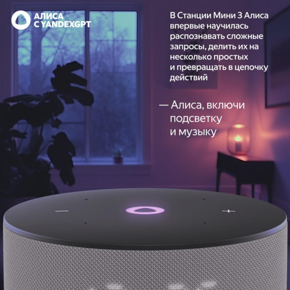 Умная колонка Яндекс Станция Мини 3 c Алисой на YandexGPT, серая в Ростове-на-Дону