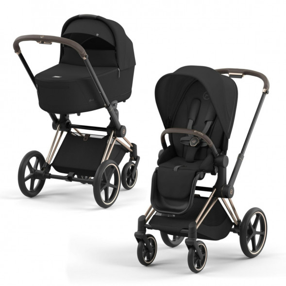 Коляска 2 в 1 Cybex Priam IV Sepia Black, шасси Rosegold в Ростове-на-Дону