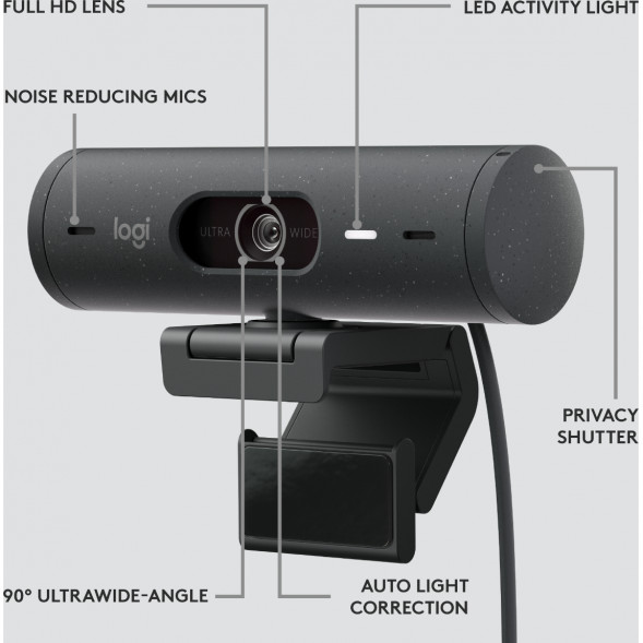 Веб-камера Logitech Brio 500, чёрный в Ростове-на-Дону