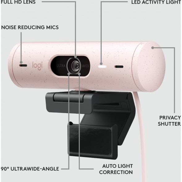 Веб-камера Logitech Brio 500, розовый в Ростове-на-Дону