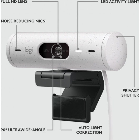 Веб-камера Logitech Brio 500, белый в Ростове-на-Дону