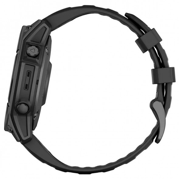 Умные часы Garmin Fenix E 47мм Amoled Slate Grey Steel с чёрным силиконовым ремешком 010-03025-01 в Ростове-на-Дону
