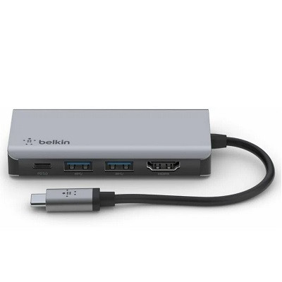 Адаптер Belkin USB-C 4-in-1 Multiport Adapter - HDMI, 2xUSB-A, USB-C, 100Вт, серый в Ростове-на-Дону