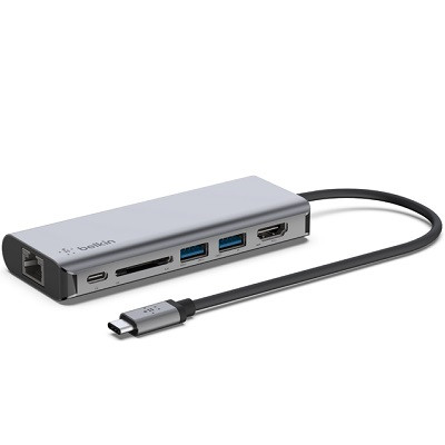 Адаптер Belkin USB-C 6-in-1 Multiport Adapter - HDMI, 2xUSB-A, USB-C,​ SD, Ethernet,  100Вт, серый в Ростове-на-Дону