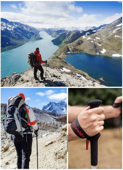Треккинговая палка Naturehike 135 см, 1 шт., белый/красный в Ростове-на-Дону