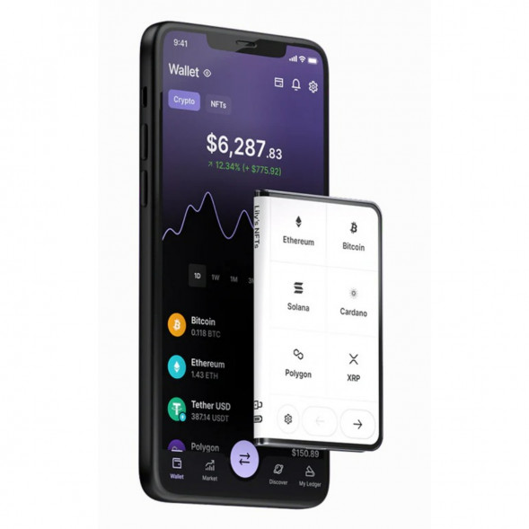 Аппаратный холодный криптокошелек Ledger Stax c чехлом Magnet Shell Black + Recovery Key в Ростове-на-Дону