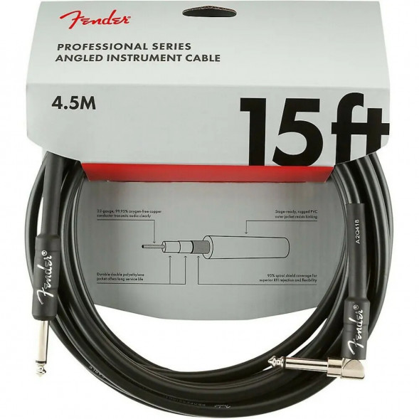 Инструментальный кабель Fender Professional Series 15 ft, 4.5 м, jack 6.3, черный в Ростове-на-Дону