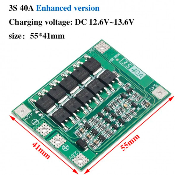 Плата защиты аккумулятора BMS 3S 40A 12.6 для Li-ion в Ростове-на-Дону
