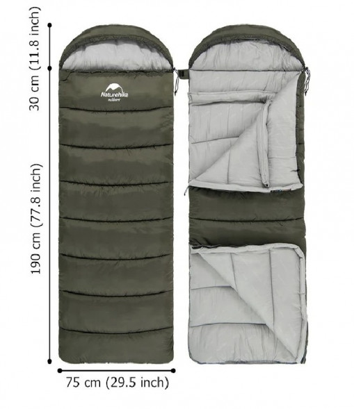 Спальный мешок Naturehike U250 (Левый), зеленый в Ростове-на-Дону