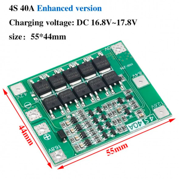 Плата защиты аккумулятора BMS 4S 40A 16.8 для Li-ion в Ростове-на-Дону