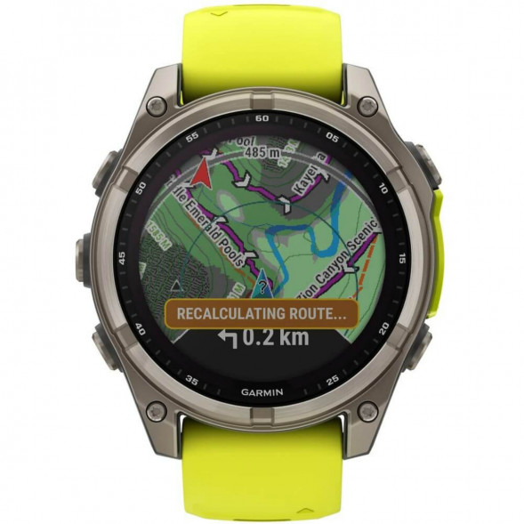Умные часы Garmin Fenix 8, 51 мм, Solar, Sapphire Titanium with AMP Yellow/Graphite Silicone Band 010-02907-20 в Ростове-на-Дону