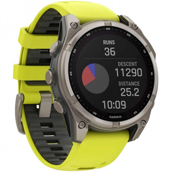 Умные часы Garmin Fenix 8, 51 мм, Solar, Sapphire Titanium with AMP Yellow/Graphite Silicone Band 010-02907-20 в Ростове-на-Дону