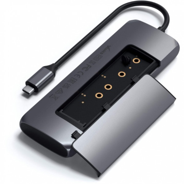 Док-станция Satechi USB-C Hybrid Multiport Adapter (with SSD Enclosure M.2 SATA, 2xUSB 3.1, USB Type-C, HDMI), Серый ST-UCHSEM в Ростове-на-Дону