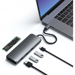 Док-станция Satechi USB-C Hybrid Multiport Adapter (with SSD Enclosure M.2 SATA, 2xUSB 3.1, USB Type-C, HDMI), Серый ST-UCHSEM