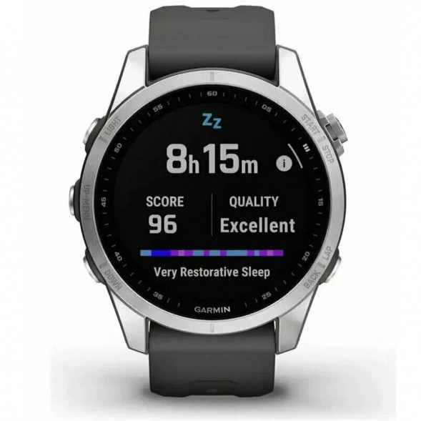 Умные часы Garmin Fenix 7s серебристый с графитовым силиконовым ремешком 010-02539-01 в Ростове-на-Дону