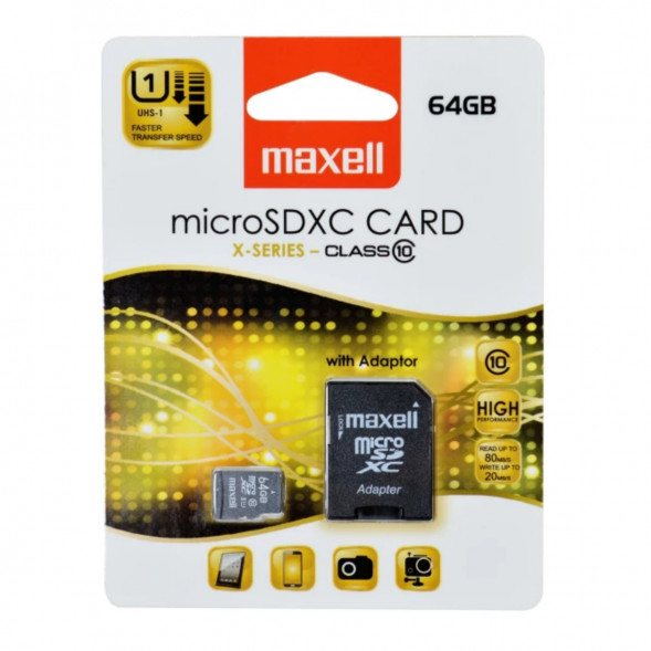 Карта памяти Maxell Micro SDXC 64 ГБ CLASS 10 с адаптером в Ростове-на-Дону