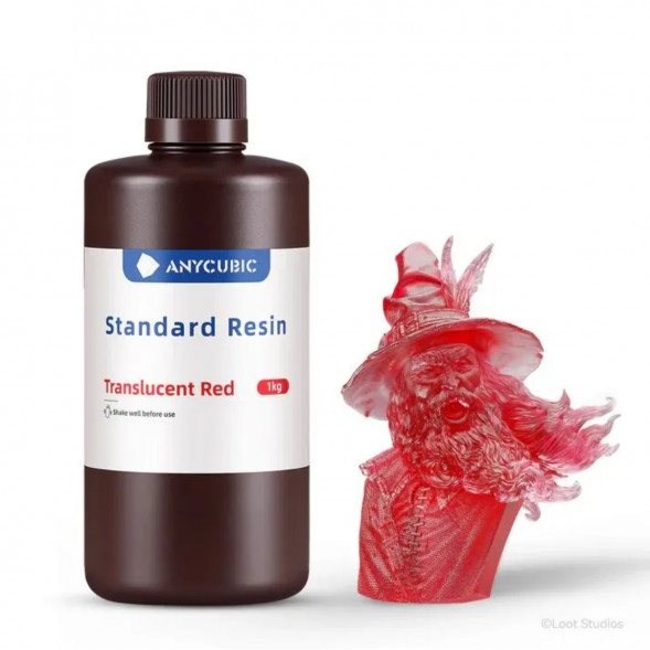 Фотополимерная смола Anycubic Standard Resin для 3D принтера Полупрозрачный красный (Tran-Red), 1 кг в Ростове-на-Дону
