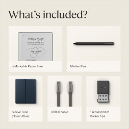 Графический планшет reMarkable Paper Pure+Marker Plus+Sleeve Folio, Ocean Blue